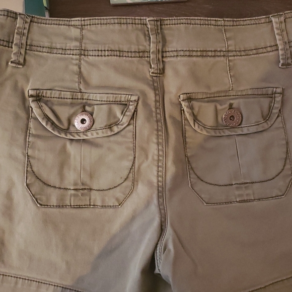 Faded glory army green cotton shorts w tie belt - Picture 3 of 4